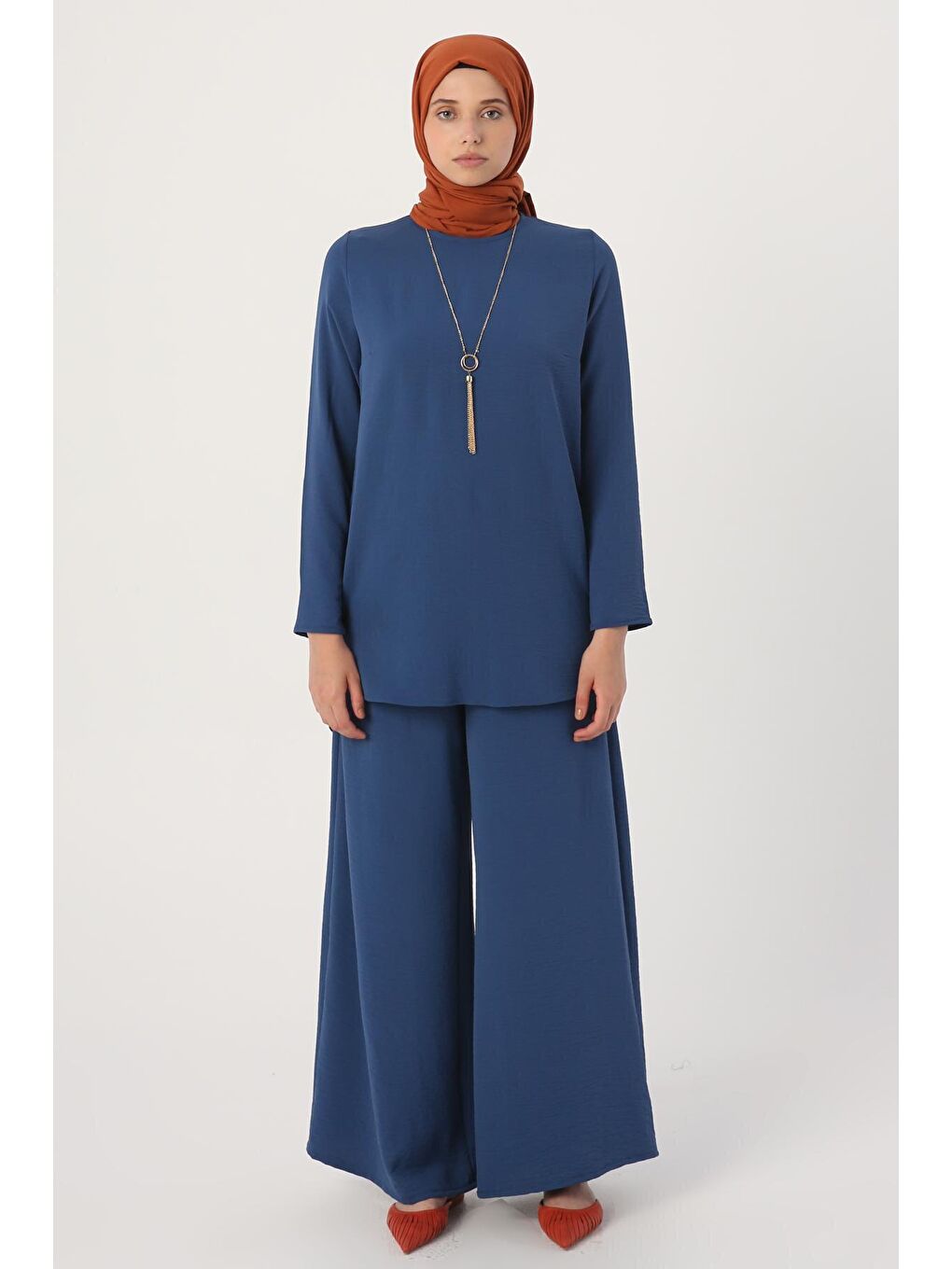 İndigo Kolyeli Pantolonlu Takım-1