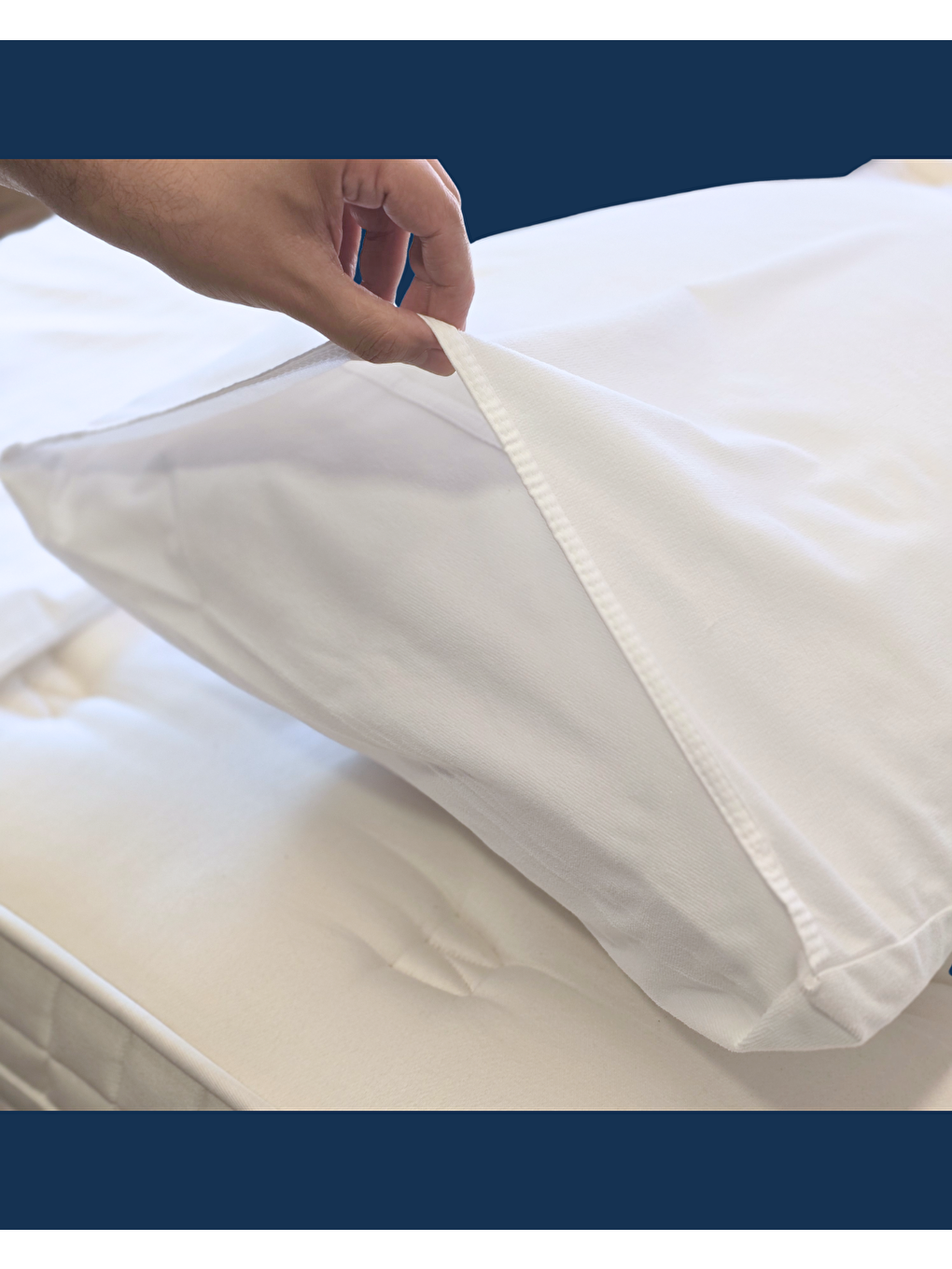 Beyaz Solivane Otel Tipi Yastık Alezi | Su Geçirmez Kumaş | Queen Size 60x80-7