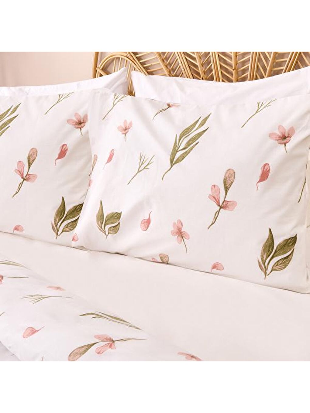 Lila Soft Ganye Tek Kişilik Nevresim Takımı - Ekru / Yeşil-2