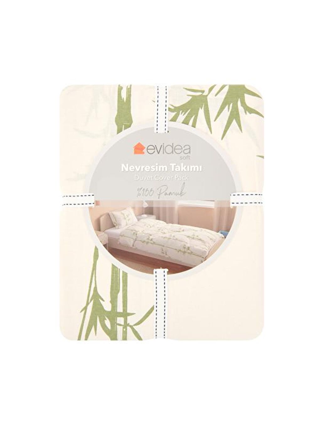 Lila Soft Blad Tek Kişilik Nevresim Takımı - Ekru / Yeşil-2