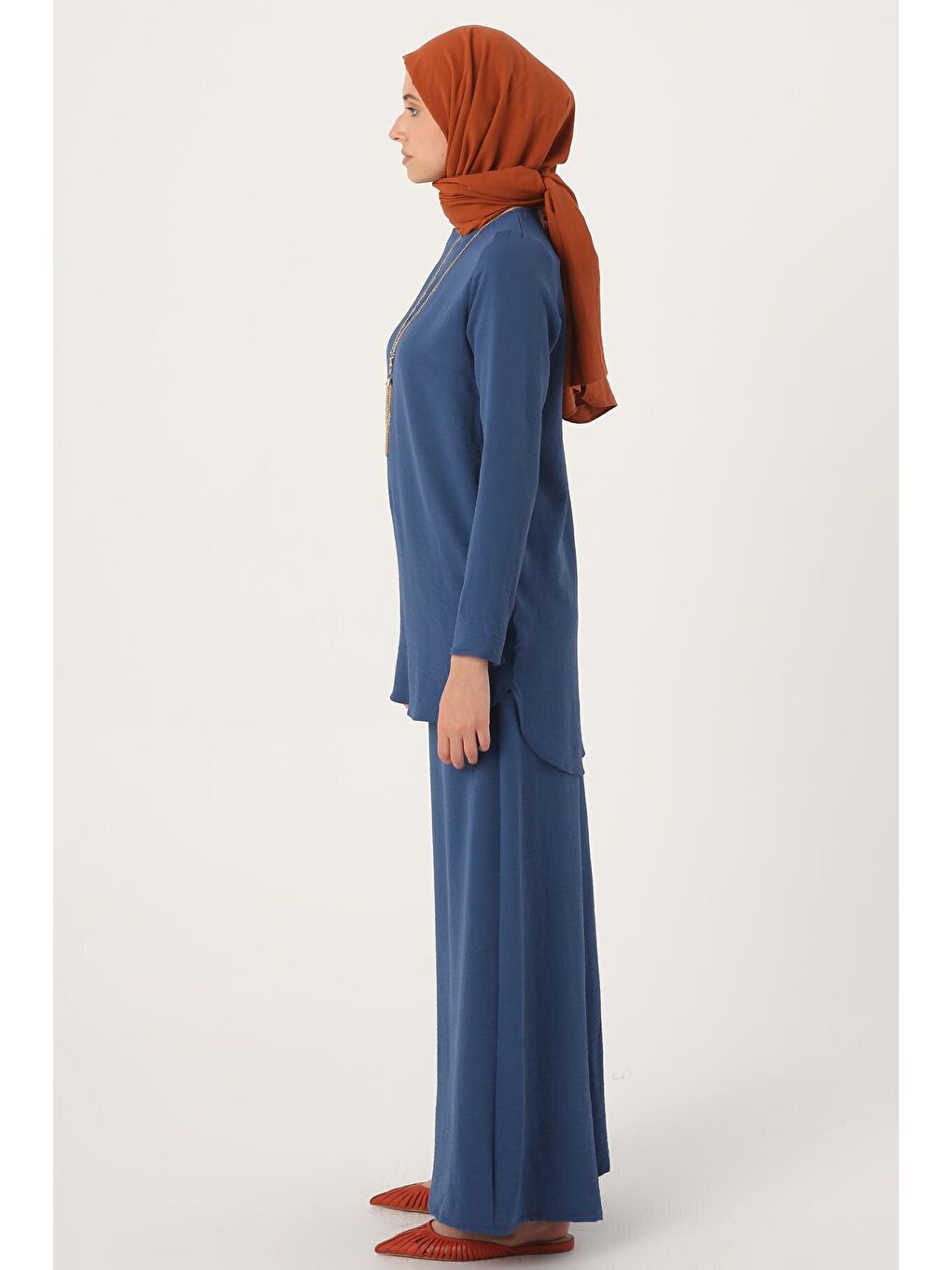 İndigo Kolyeli Pantolonlu Takım-2