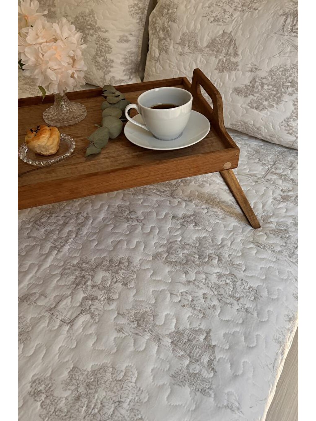 Ekru Uniqe Elyaf Dolgulu Çift Kişilik 240x260 Cm Yatak Örtüsü Krem-2