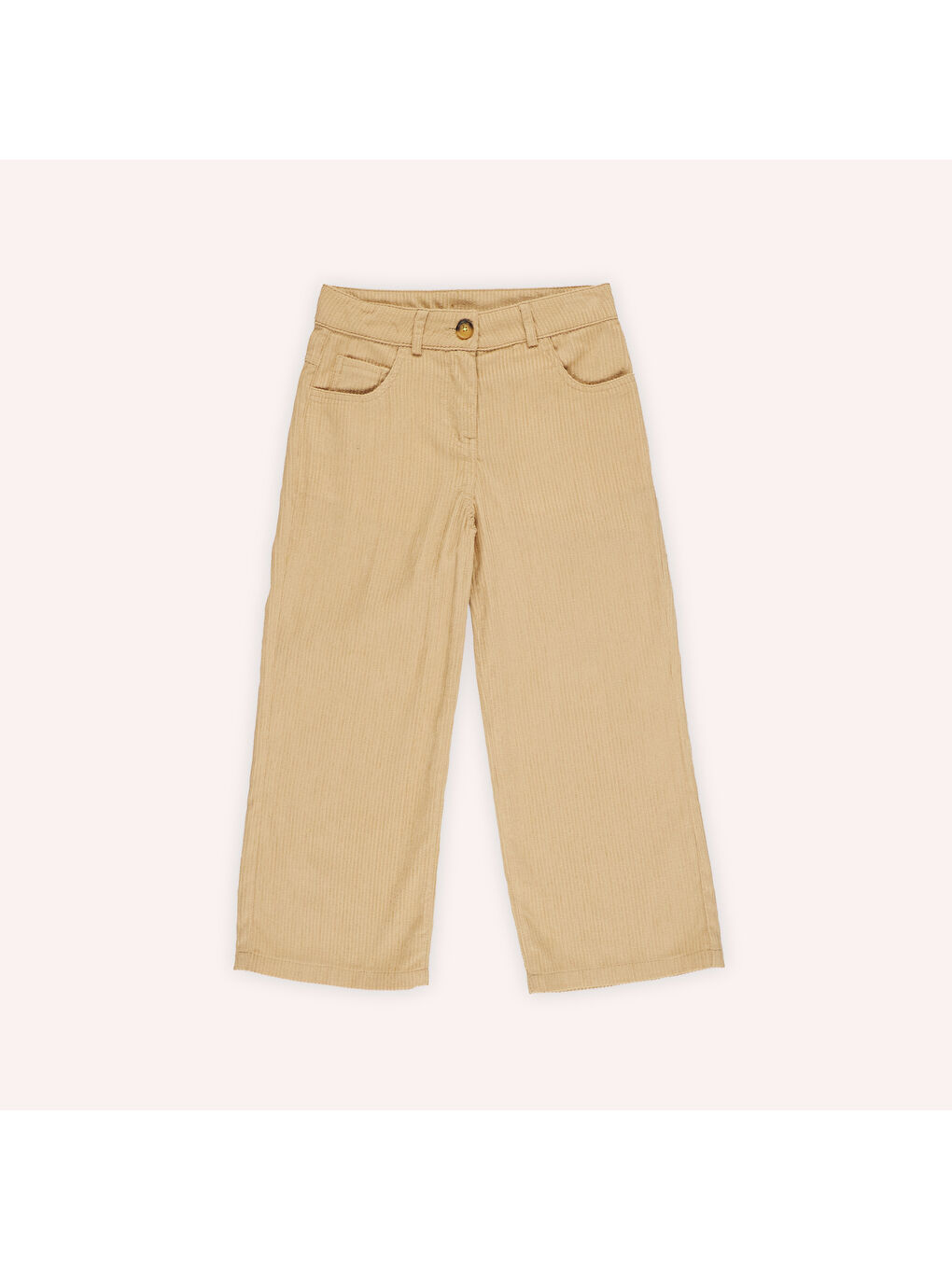 Panço Bej Kız Çocuk Düğmeli Pantolon - 9
