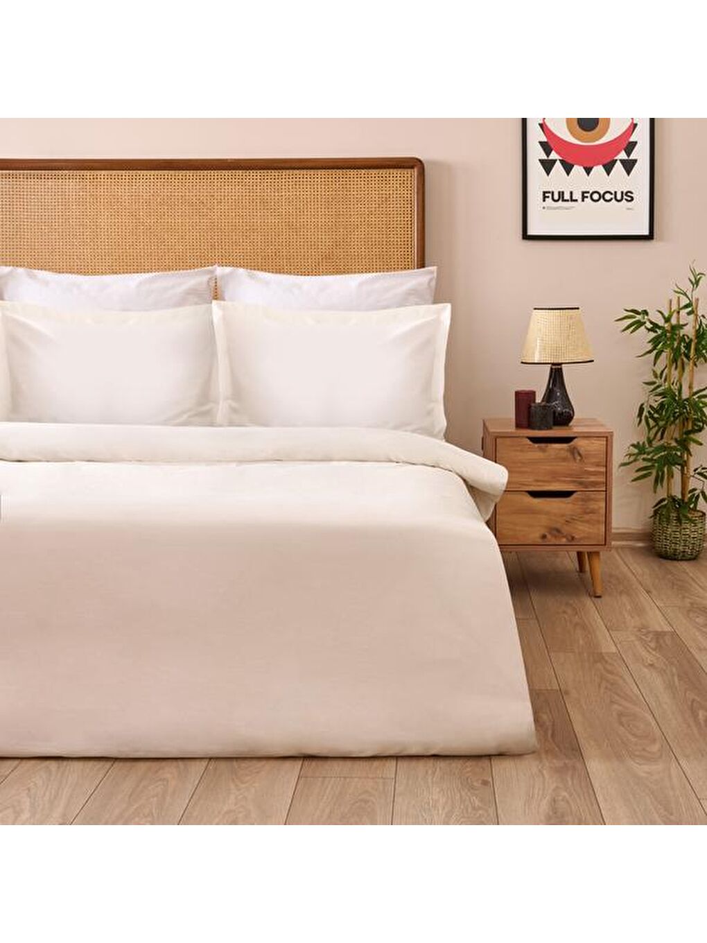 Soft Oxford Yastıklı Çift Kişilik Nevresim Takımı - Beyaz