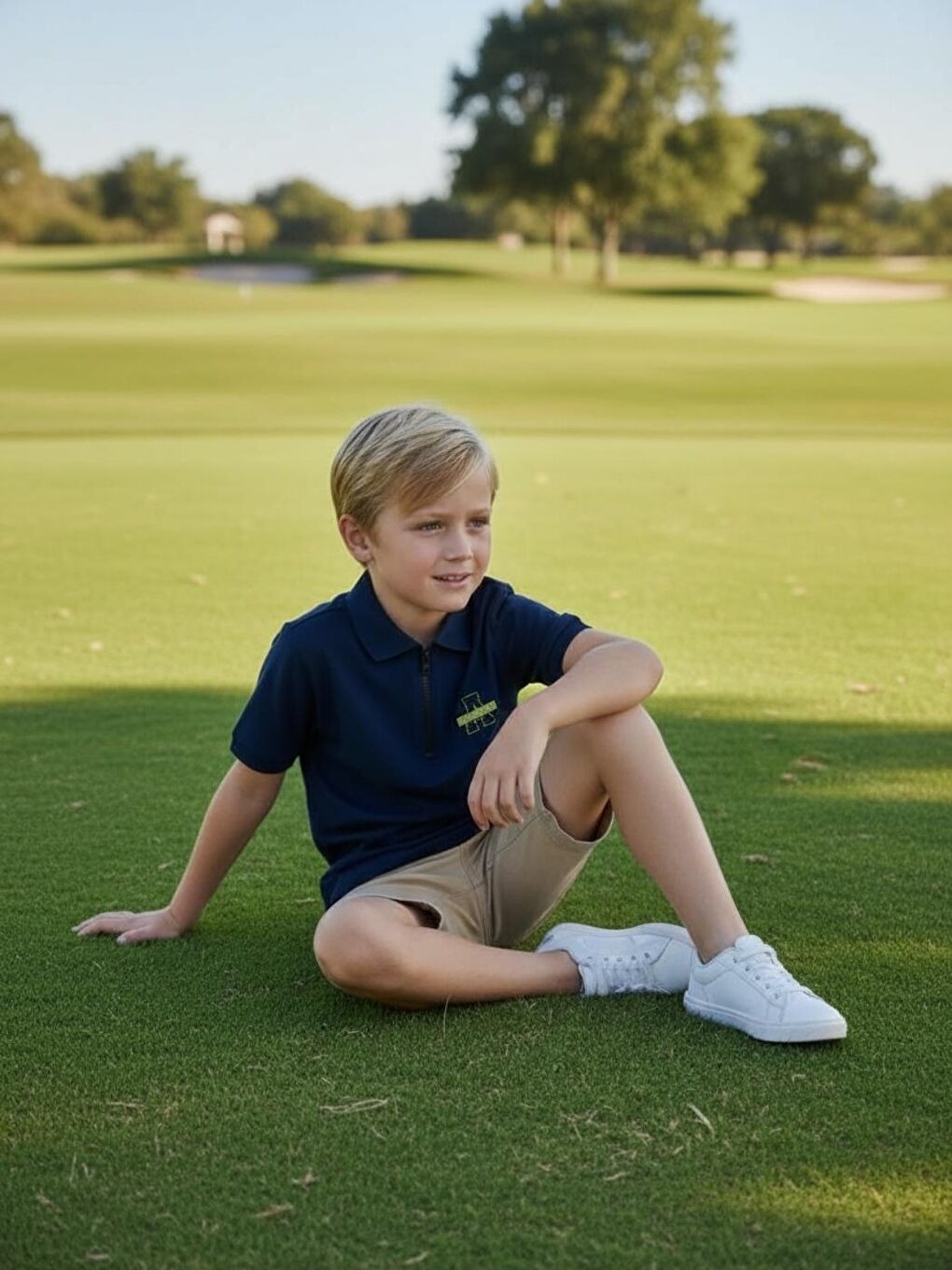 Lacivert Erkek Çocuk Polo Yaka Fermuarlı Tişört 5-15 yaş-1