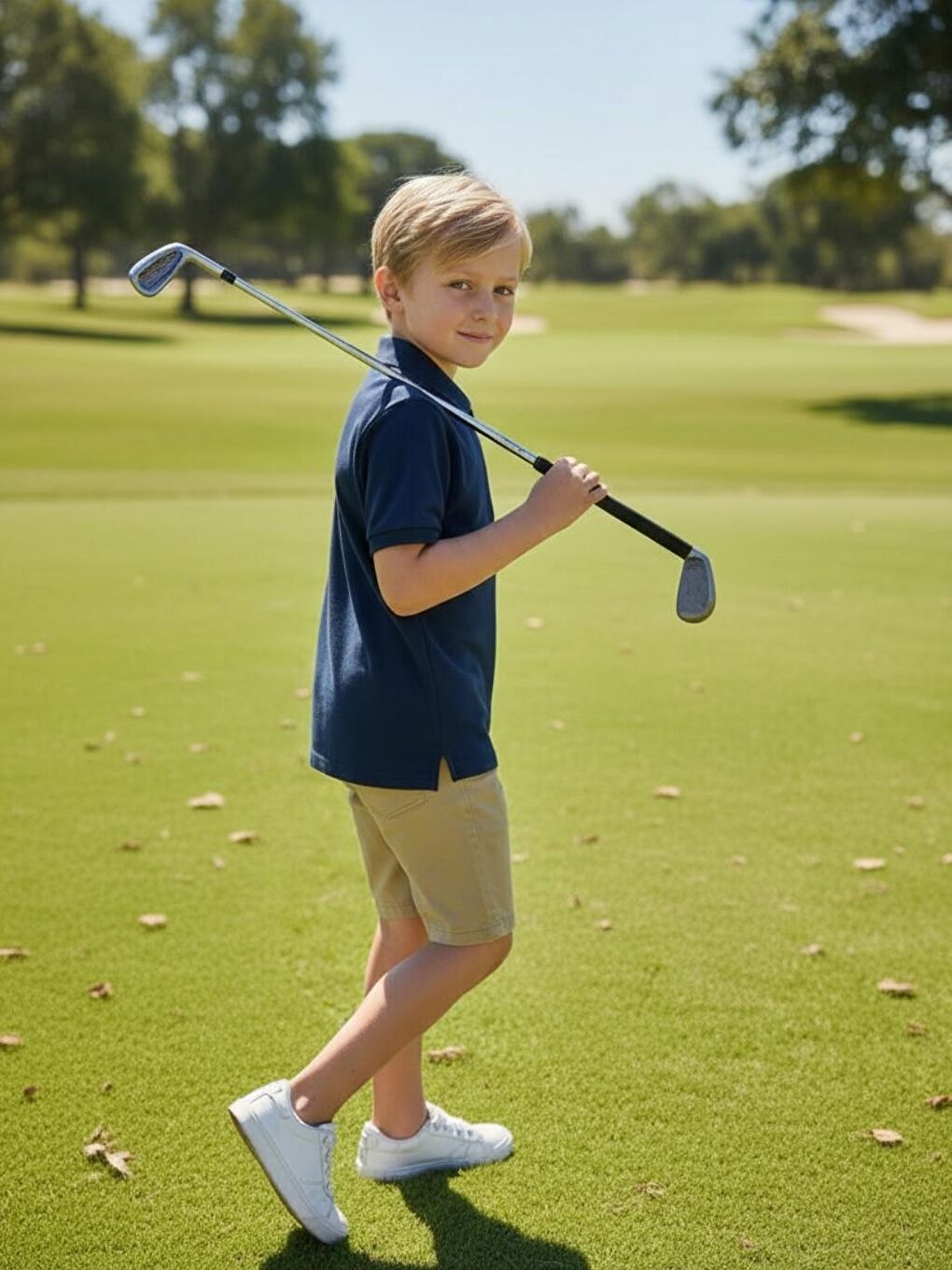 Lacivert Erkek Çocuk Polo Yaka Fermuarlı Tişört 5-15 yaş-2