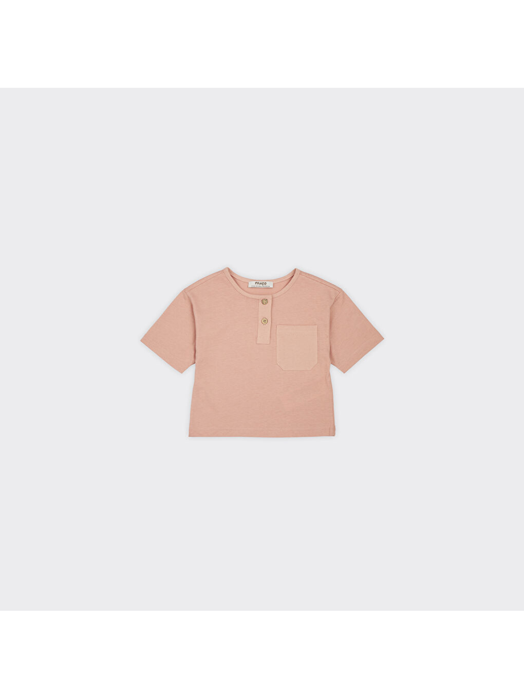 Panço Pembe Erkek Çocuk Yakası Düğme Detaylı T-Shirt - 1