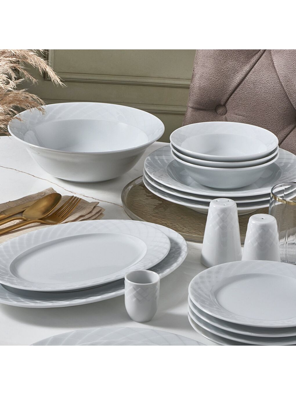 Ekru Alfa 36 Parça 6 Kişilik Yemek Takımı-1