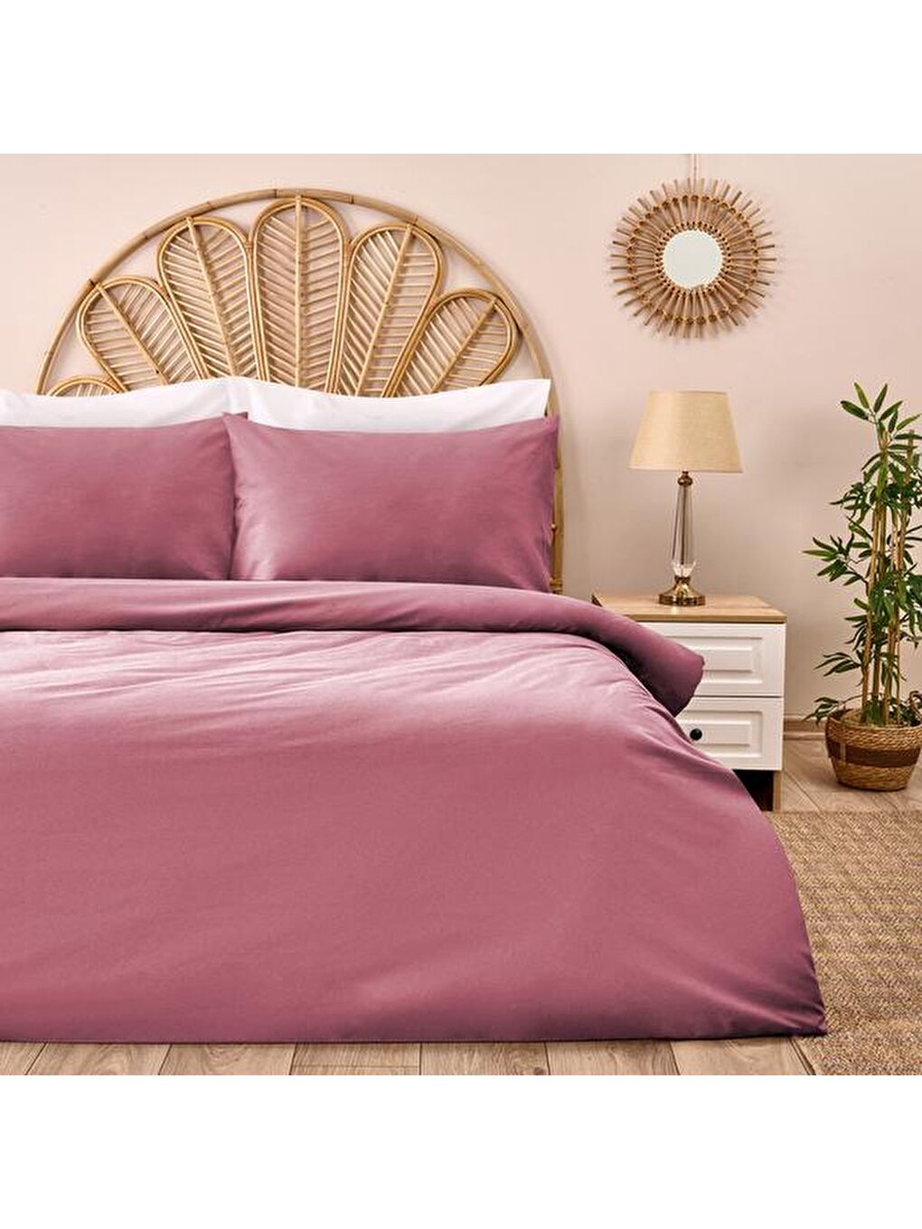 Evidea Pembe Soft Çift Kişilik Nevresim Takımı - Gülkurusu