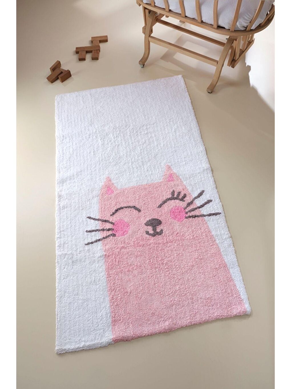 İrya Pembe Kitty %100 Pamuk Çocuk Odası Halısı Pembe 80x150