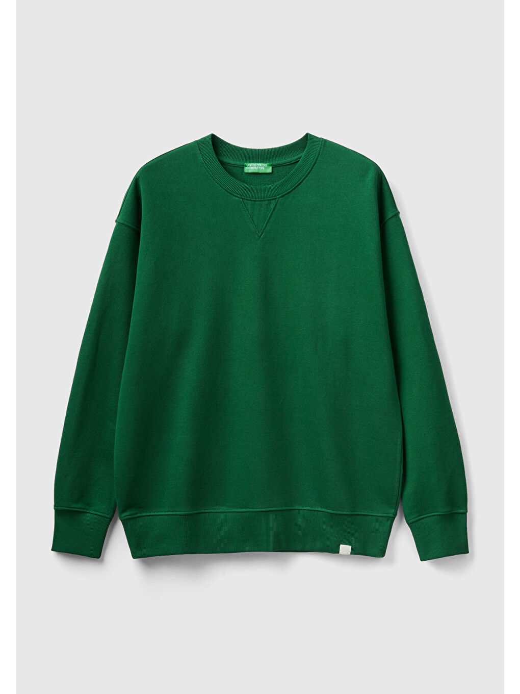 Erkek Koyu Yeşil  100 Pamuk Bisiklet Yaka Basic Sweatshirt-1