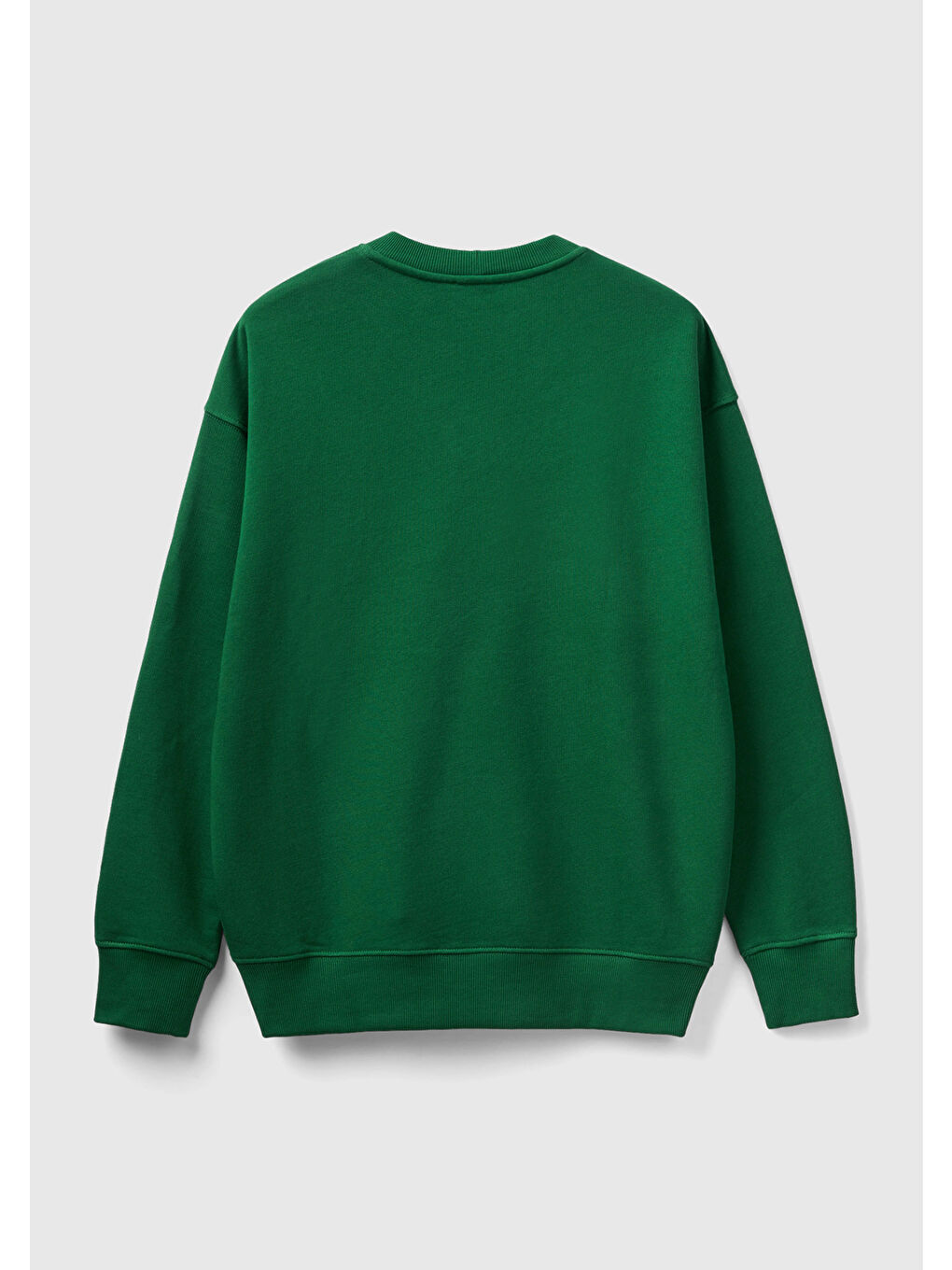 Erkek Koyu Yeşil  100 Pamuk Bisiklet Yaka Basic Sweatshirt-3