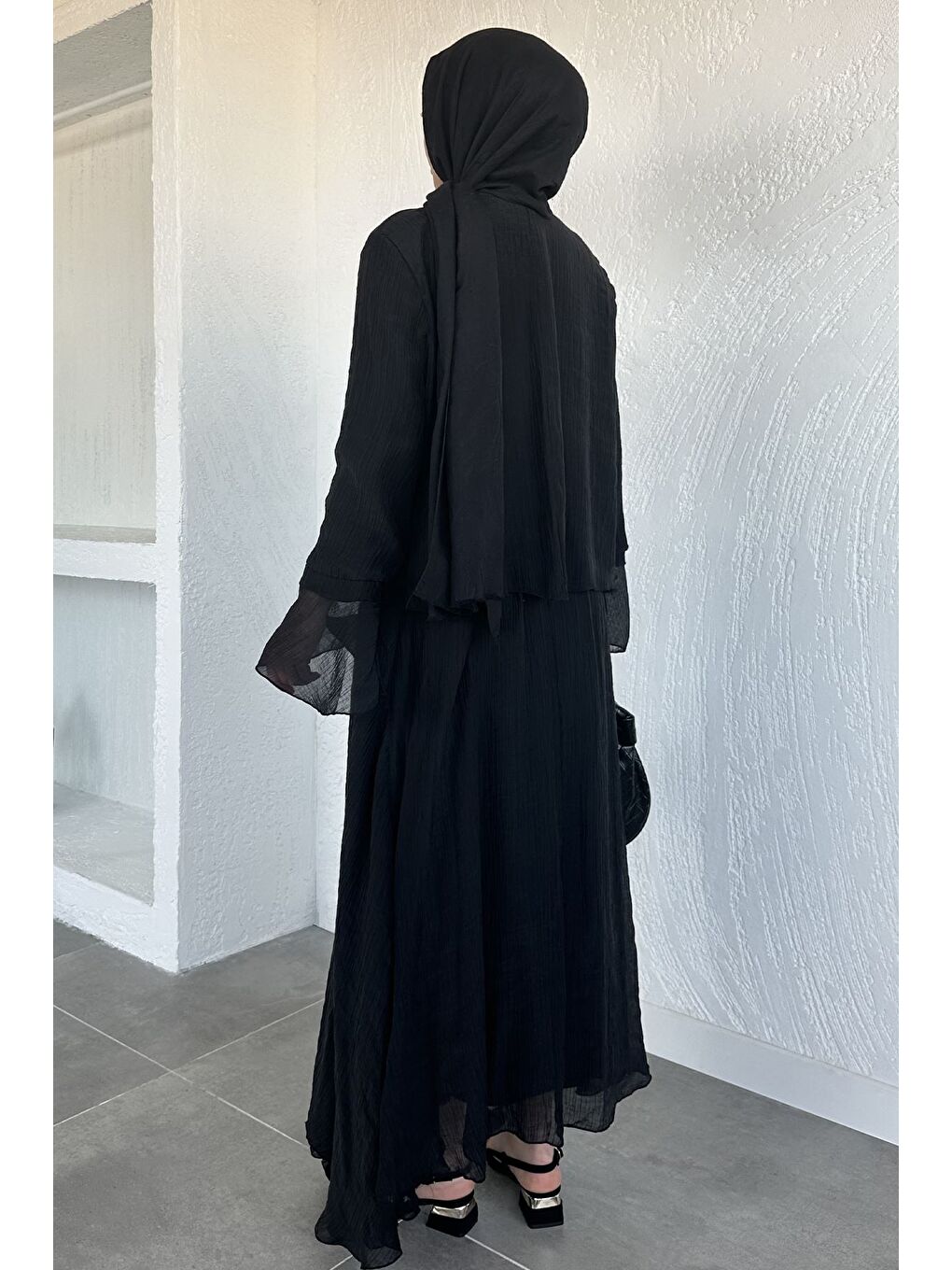 Siyah Salaş Bluz Etek Kombinli Tesettür İkili Takım-7