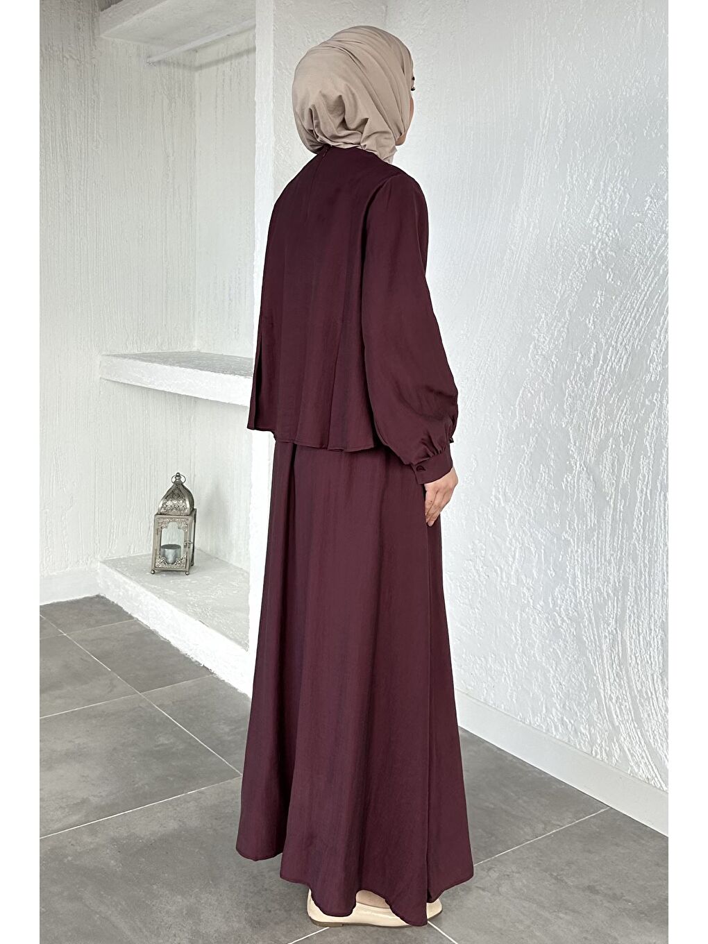 Bordo Etek Bluz Kombinli Tesettür İkili Takım-6