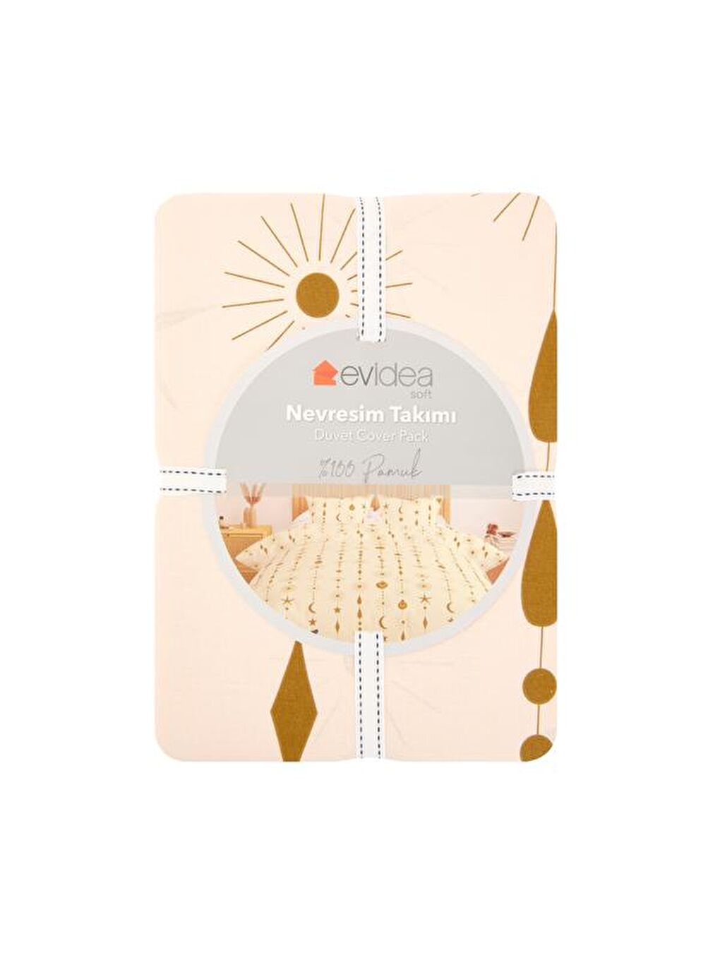 Evidea Lila Soft Stella Tek Kişilik Nevresim Takımı - Ekru / Hardal - 3