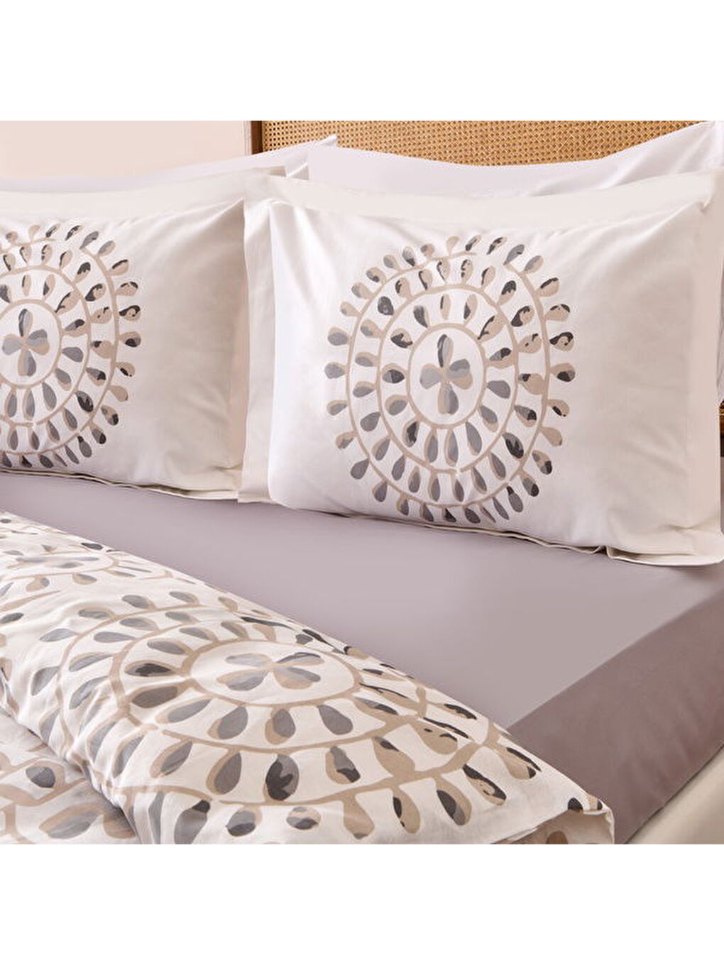 Soft Butas Tek Kişilik Nevresim Takımı - Ekru / Gri-2