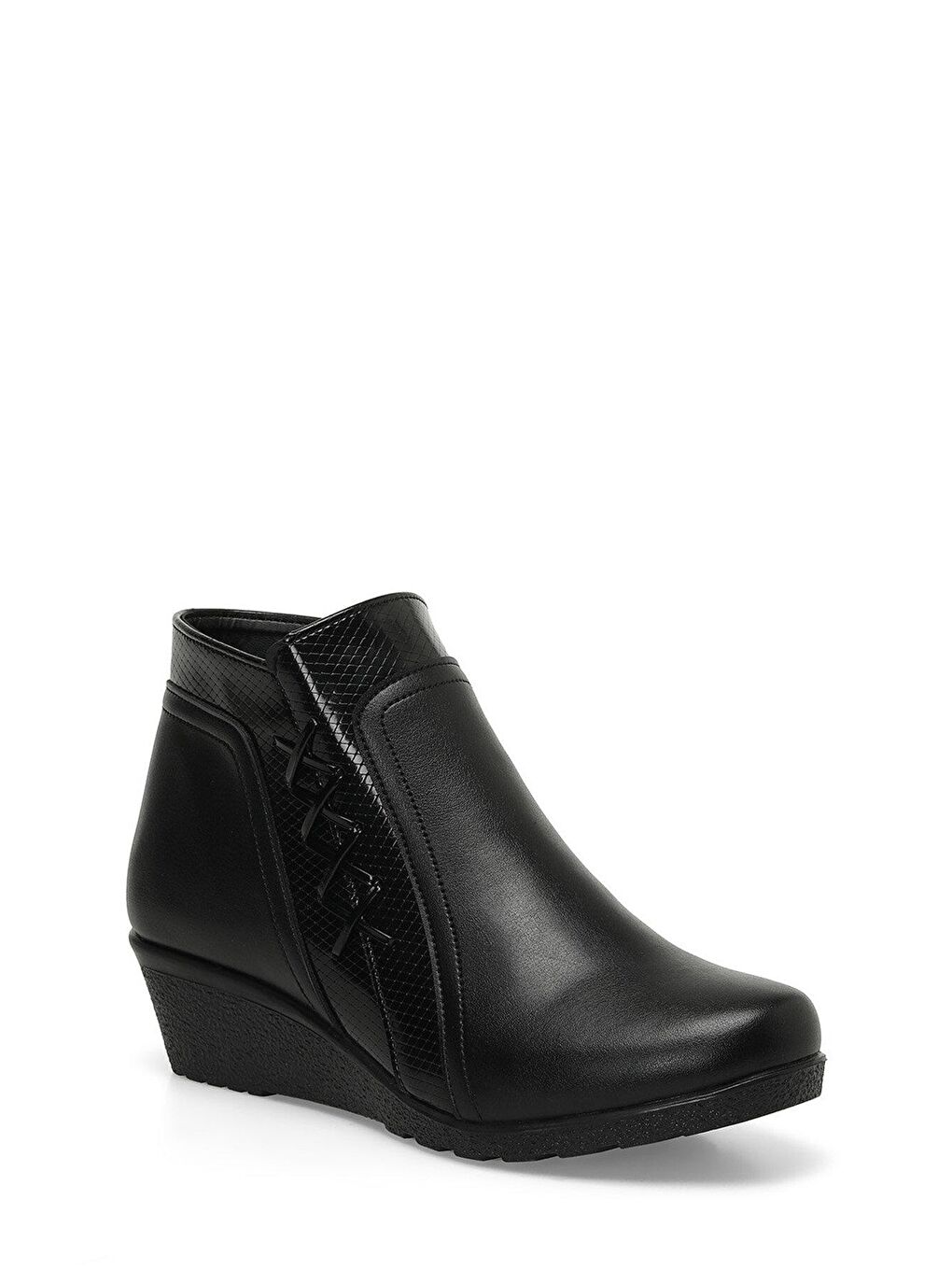 165122.BZ3PR Siyah Kadın Dolgu Topuk Bot-1