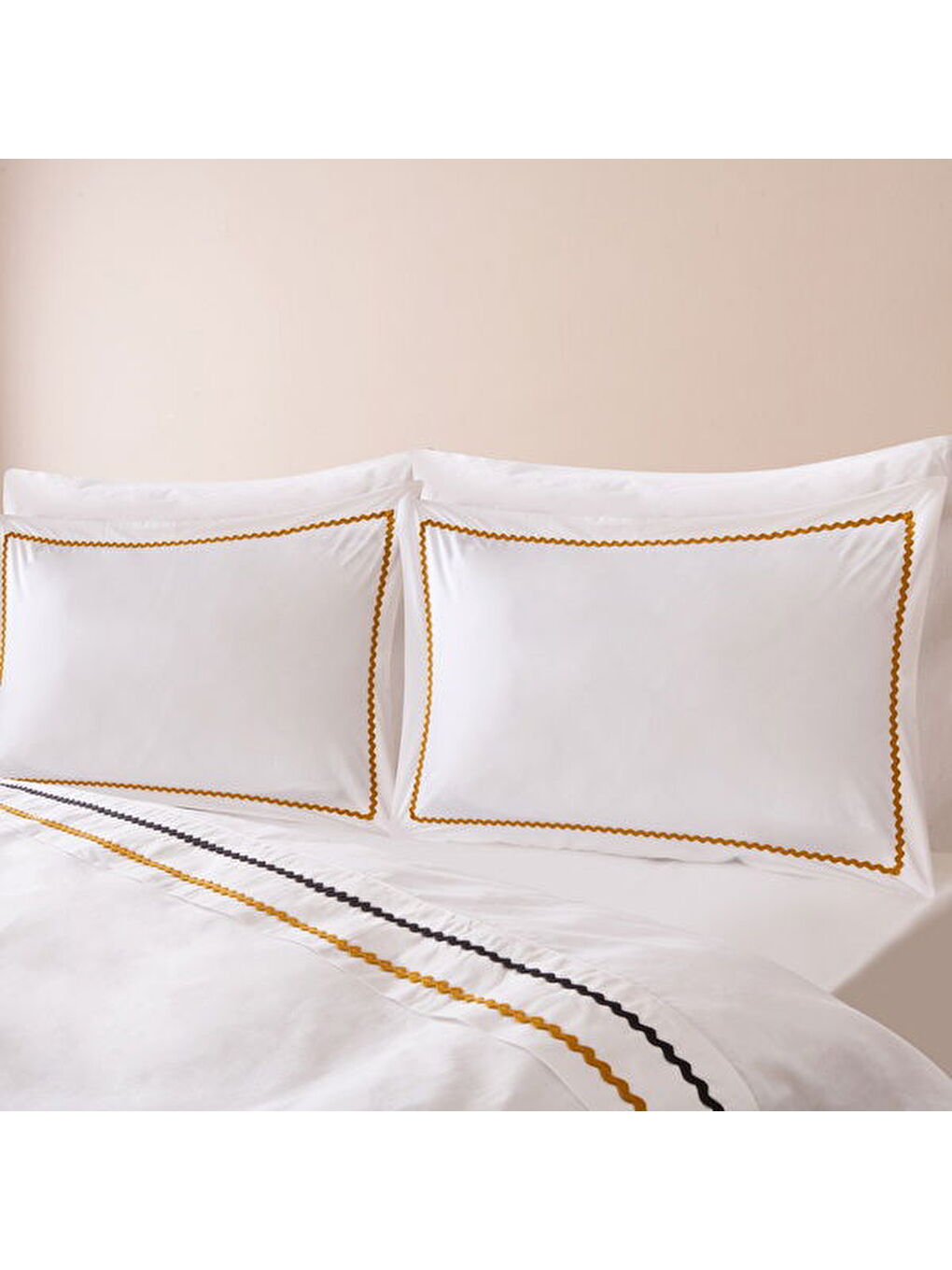 Soft Mustard Çift Kişilik Nevresim Takımı - Beyaz-4