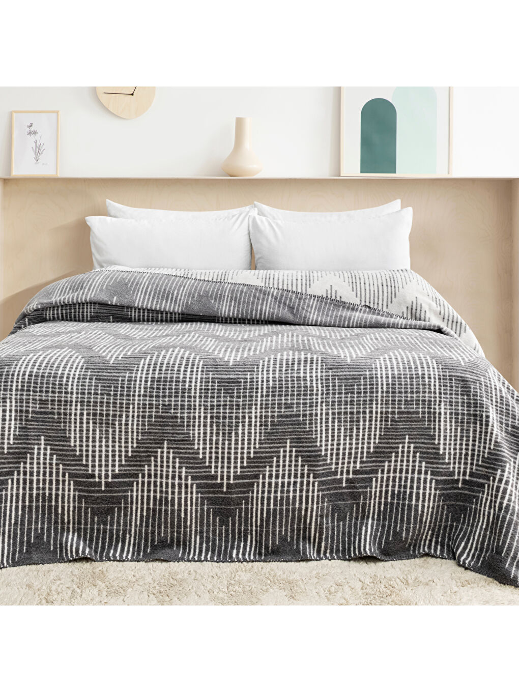 Home Bloom ÇK Battaniye 200x220 Cm 1 Parça-Gri