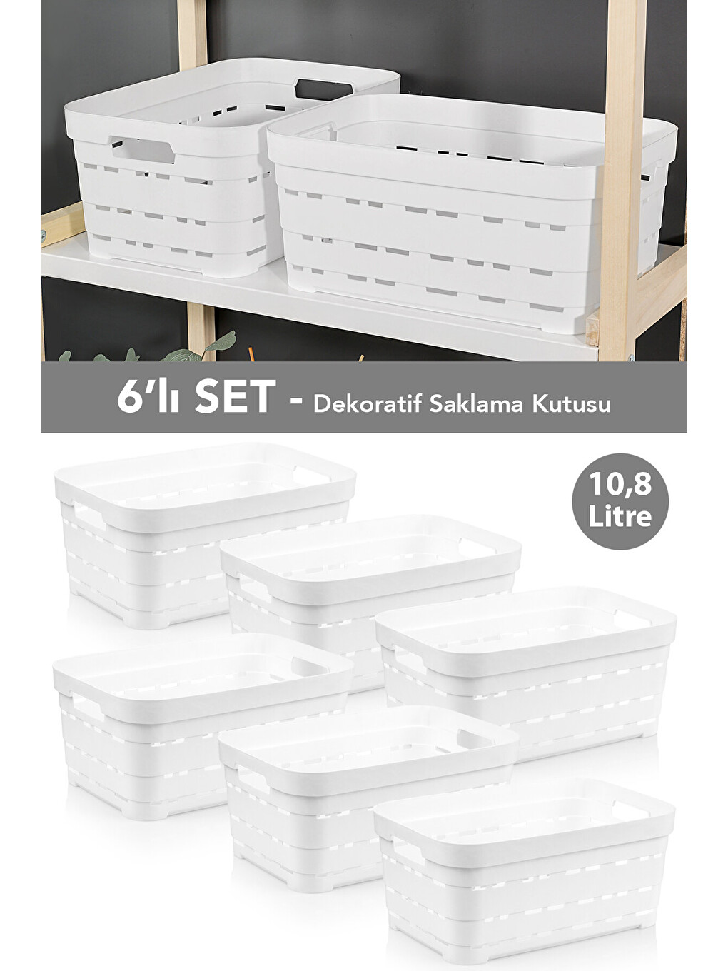 Beyaz 6'lı Delikli Dekoratif Piramit Saklama Kutusu