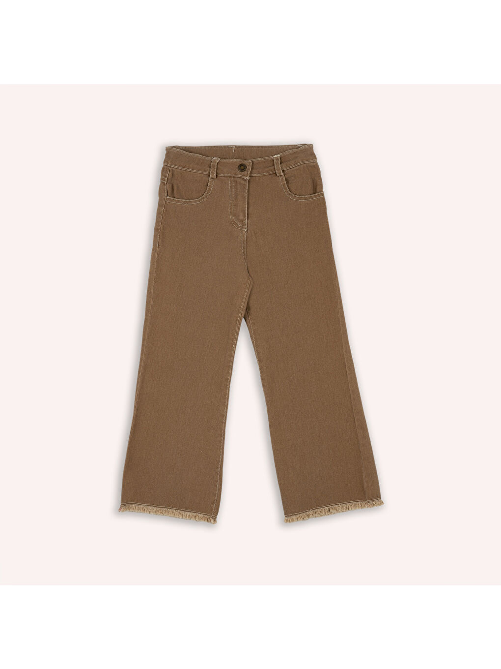 Panço Kahverengi Kız Çocuk Cepli Denim Pantolon - 4