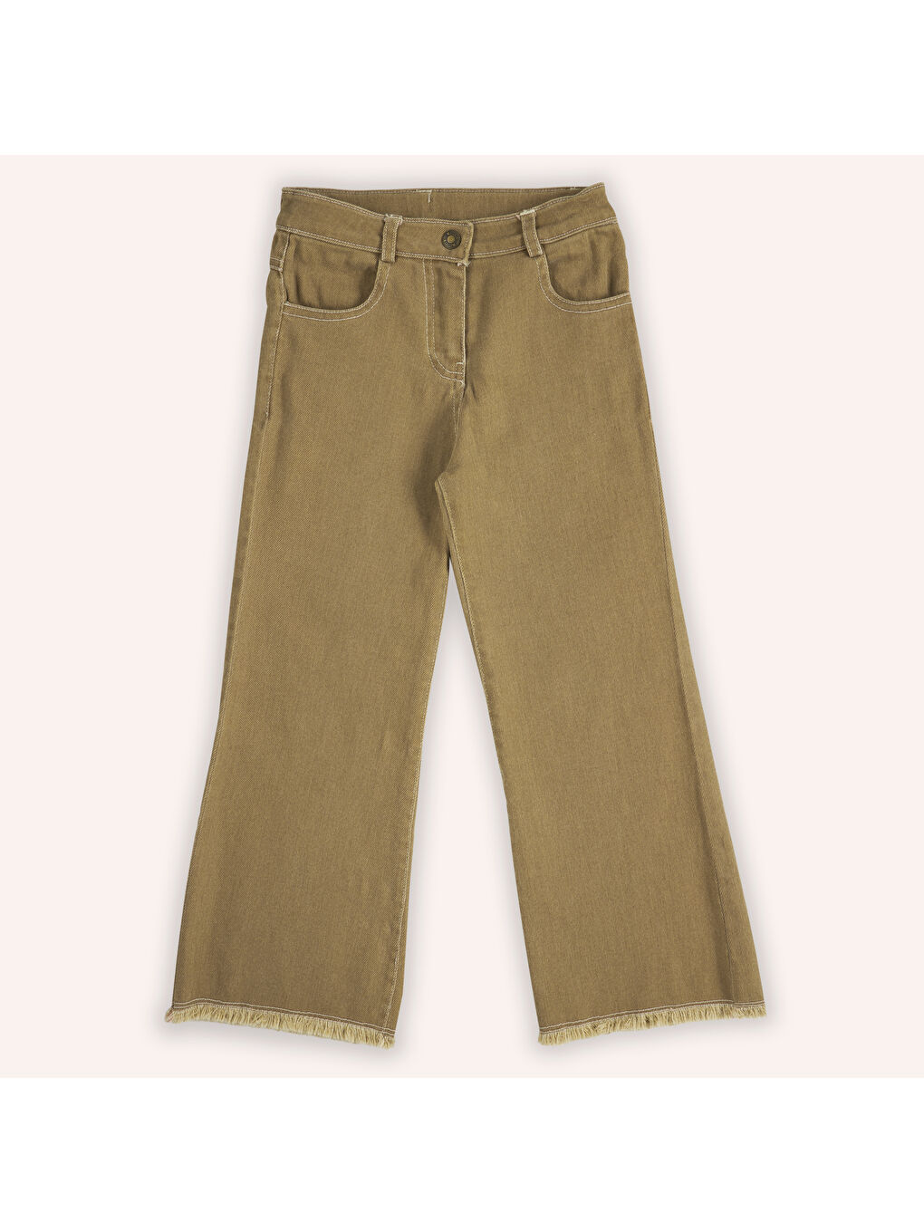 Panço Kahverengi Kız Çocuk Cepli Denim Pantolon