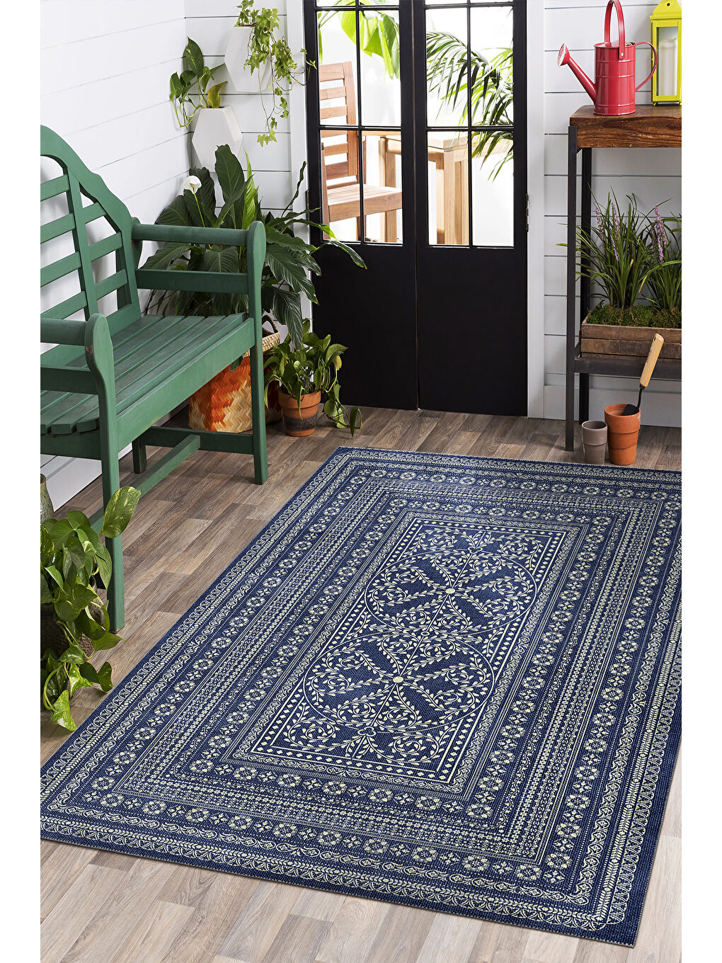 Lacivert Modern Dekoratif Yıkanabilir Kaymaz Taban Halı – İnce, Yumuşak Salon Halısı, Mutfak Halısı ve Yolluk-3