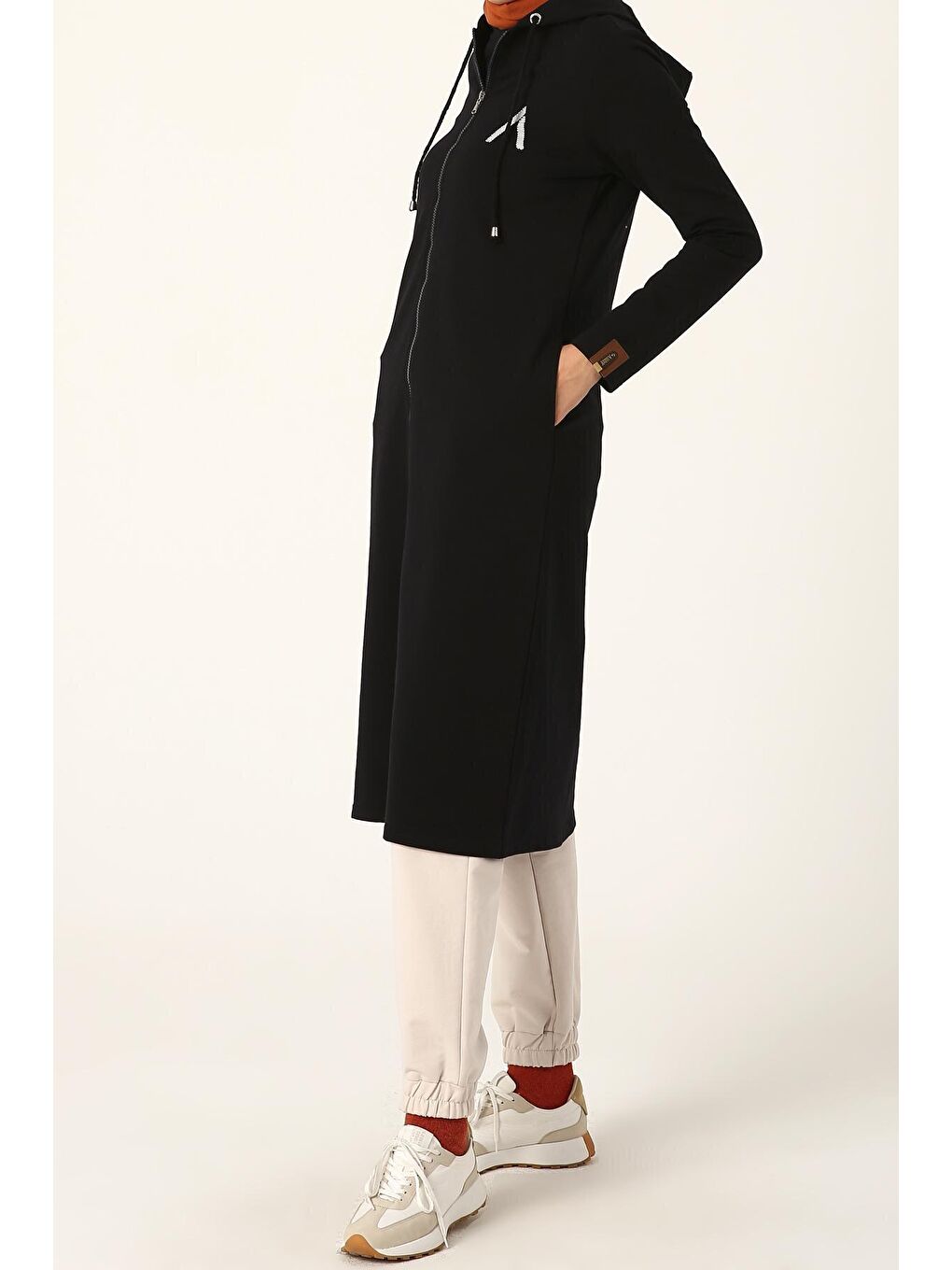 Lacivert Baskılı Kapüşonlu Hırka-2