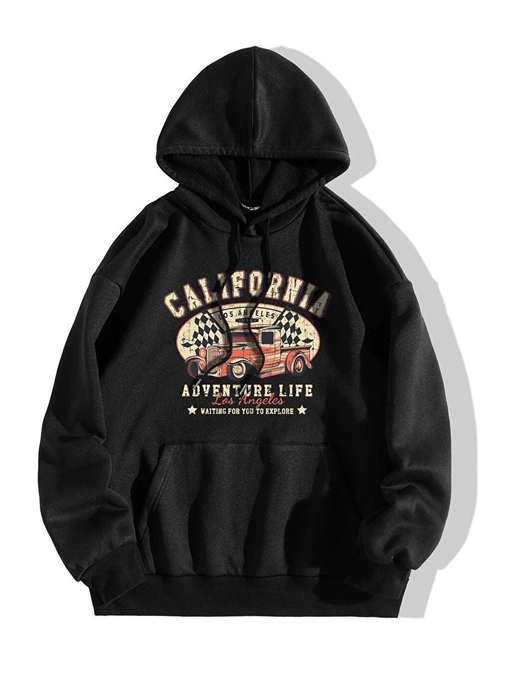 uyguntarz Siyah Unisex California Baskılı Kapüşonlu Sweatshirt