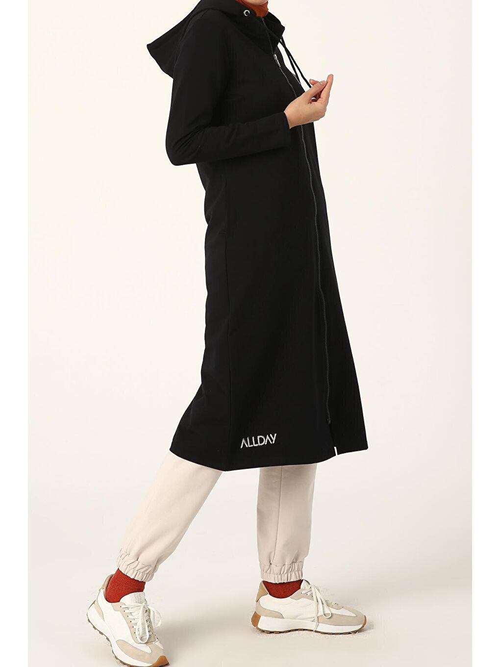 Lacivert Baskılı Kapüşonlu Hırka-3