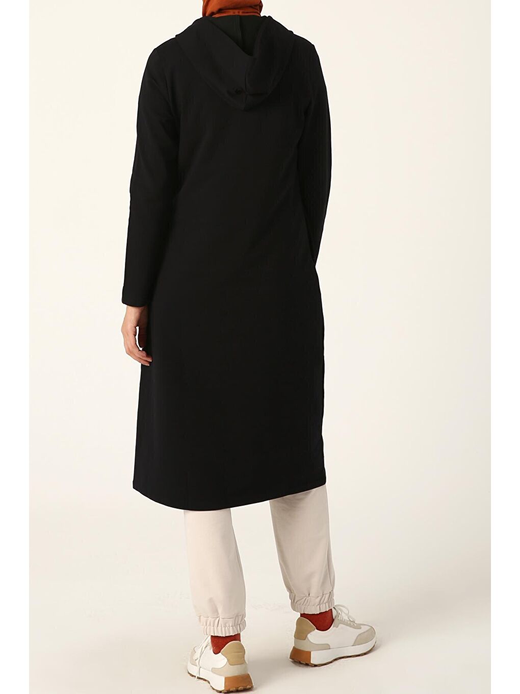 Lacivert Baskılı Kapüşonlu Hırka-4