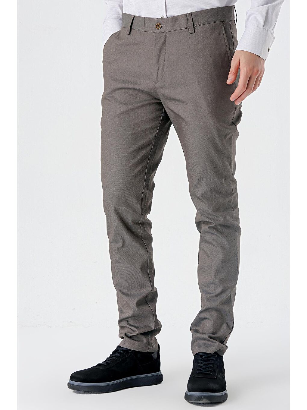 Koyu Kahverengi Pamuklu Yandan Cepli Casual Slim Fit Chino Pantolon 1003240150