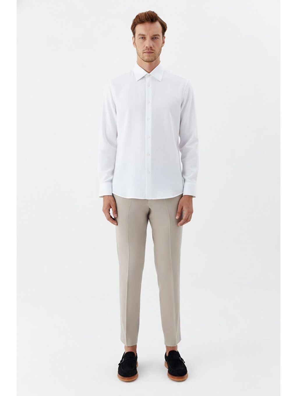 Uzun Kollu Erkek Gömlek Beyaz-1