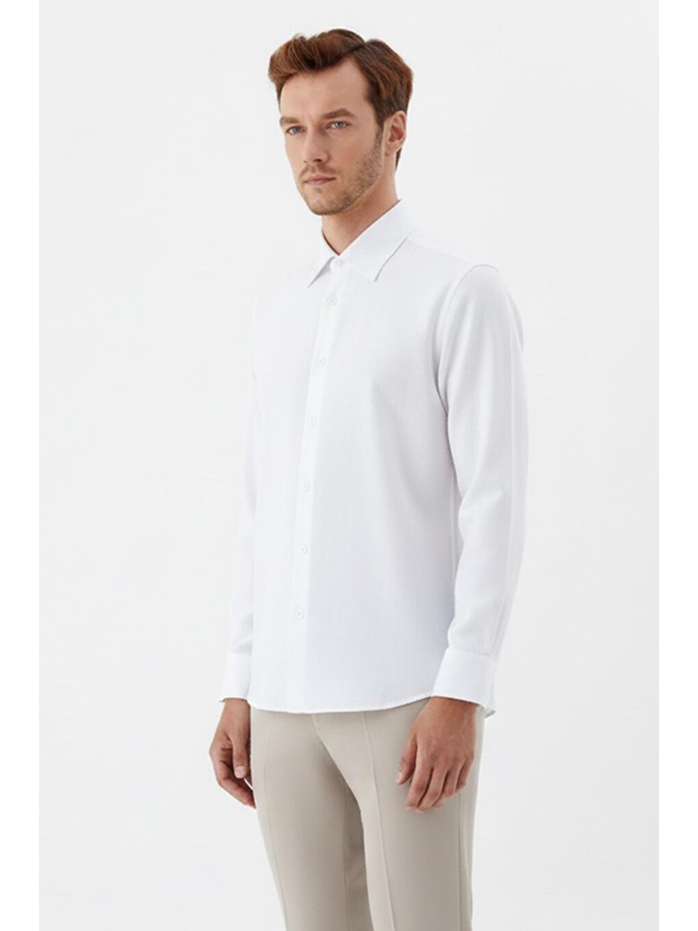 Uzun Kollu Erkek Gömlek Beyaz-2