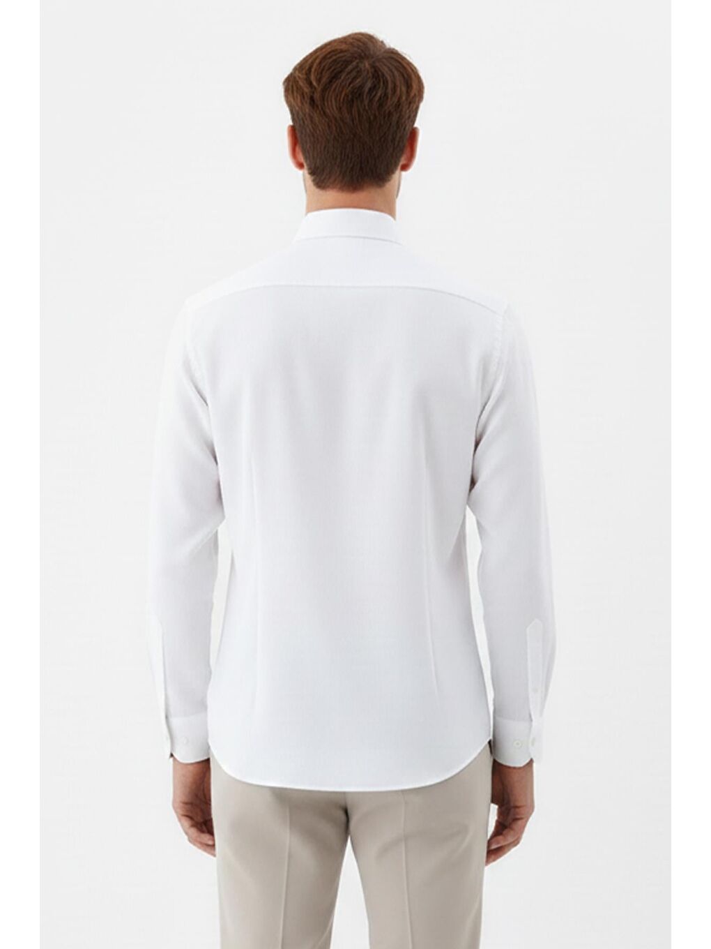 Uzun Kollu Erkek Gömlek Beyaz-3
