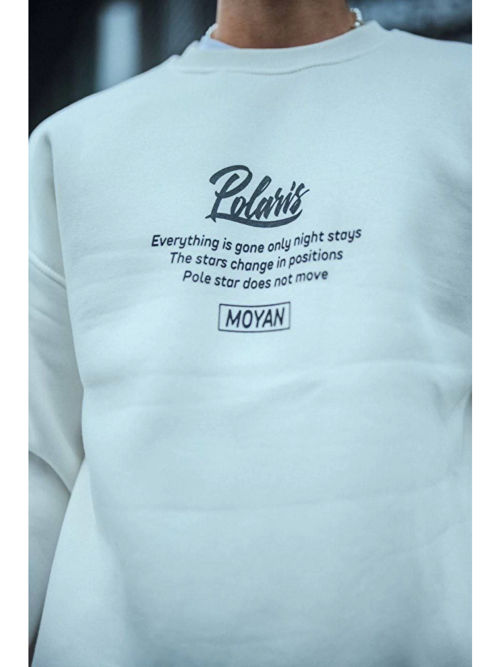 Kışlık Bisiklet Yaka Ön Ve Arka Baskılı Sweatshirt - Beyaz-2
