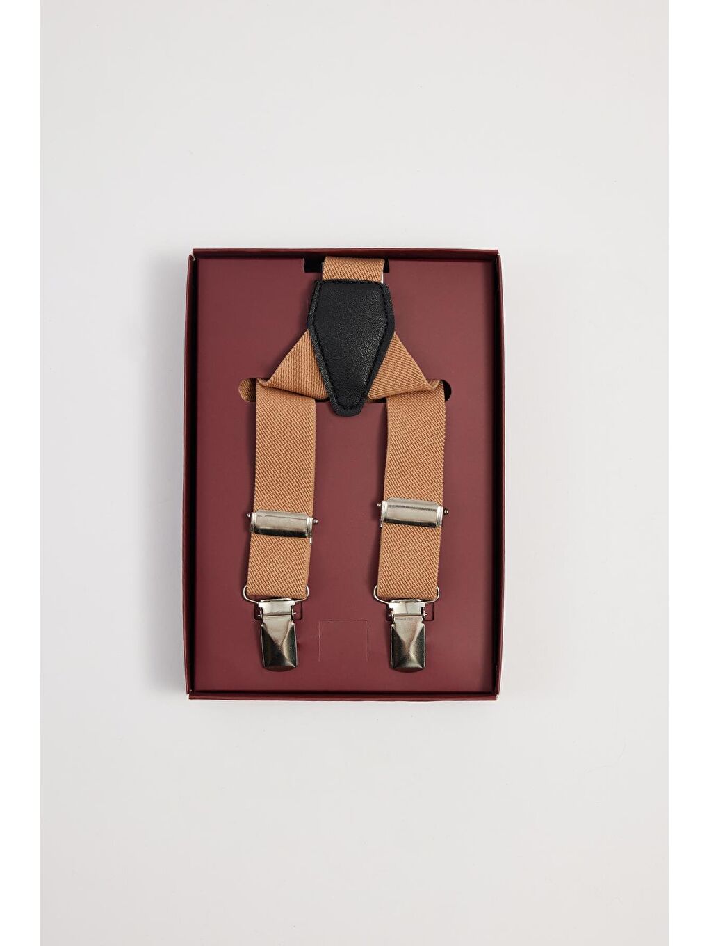 Ekru Düz İnce Kahverengi Erkek Pantolon Askısı