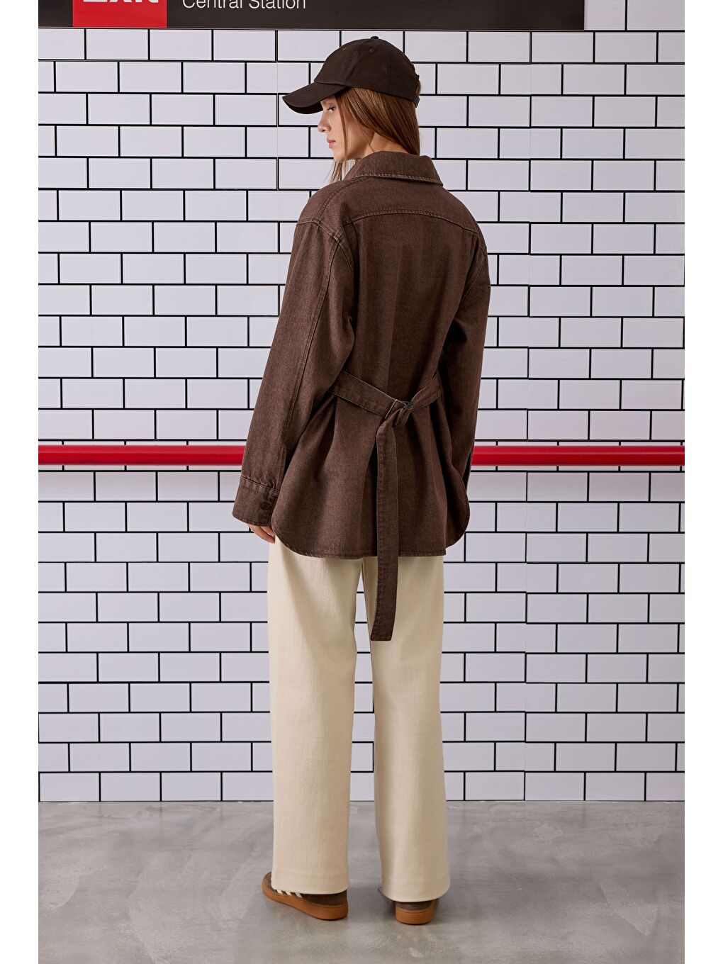 Kahverengi Kemerli Denim Gömlek Kahve-2