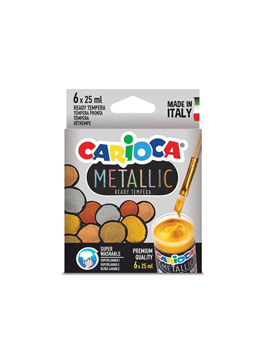 CARIOCA Karışık Tempera Boya (Süper Yıkanabilir) Metalik 6x25gr