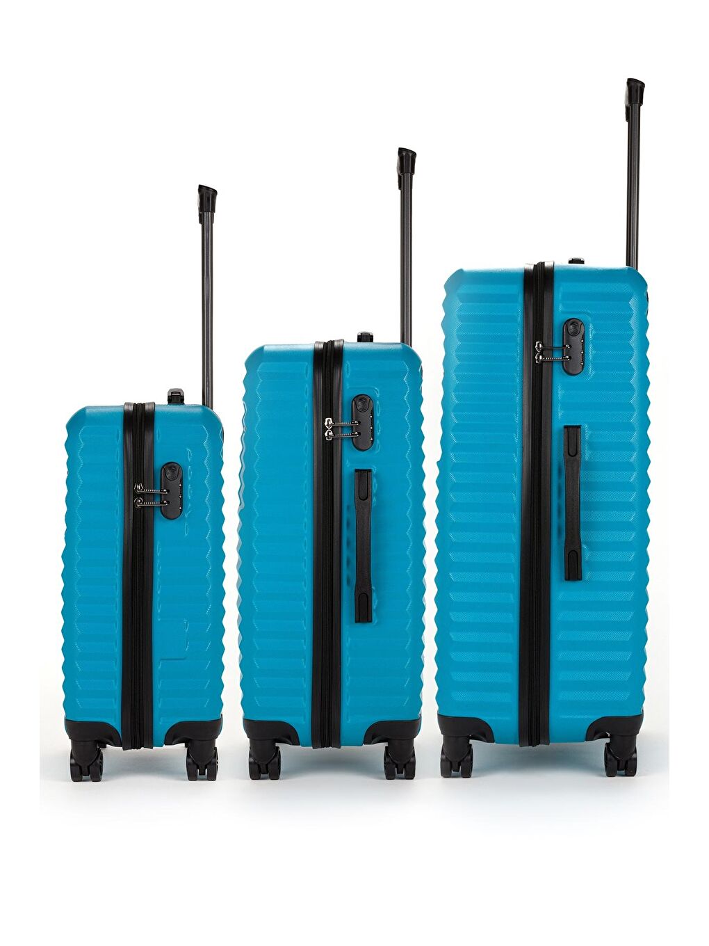 Turkuaz ABS Unisex Kabin, Orta, Büyük Boy 3'lü Valiz Seti FSL111-1