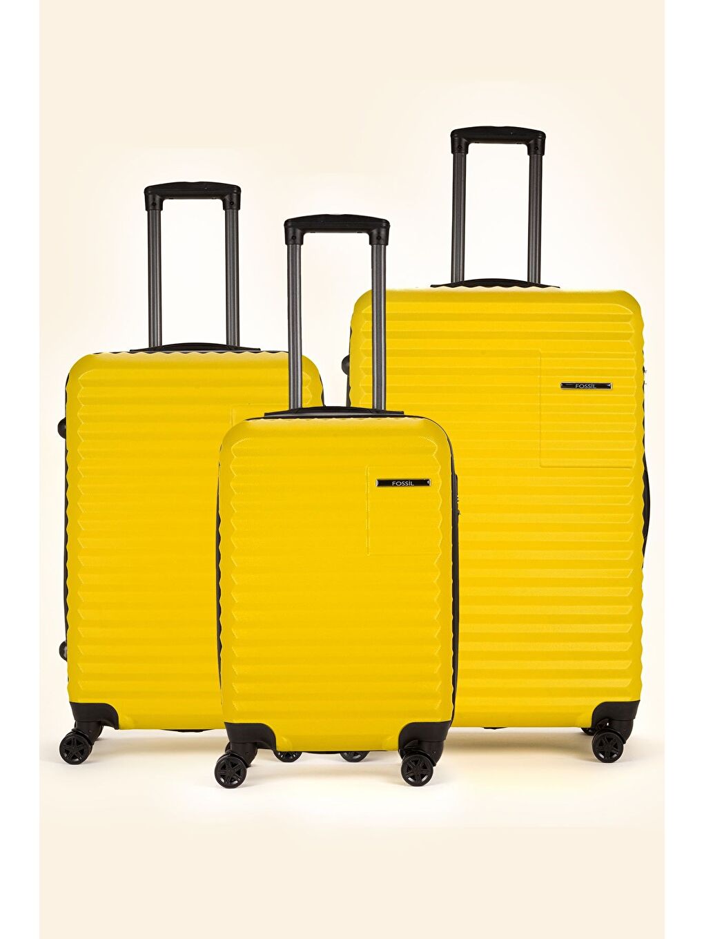 Sarı ABS Unisex Kabin, Orta, Büyük Boy 3'lü Valiz Seti FSL111