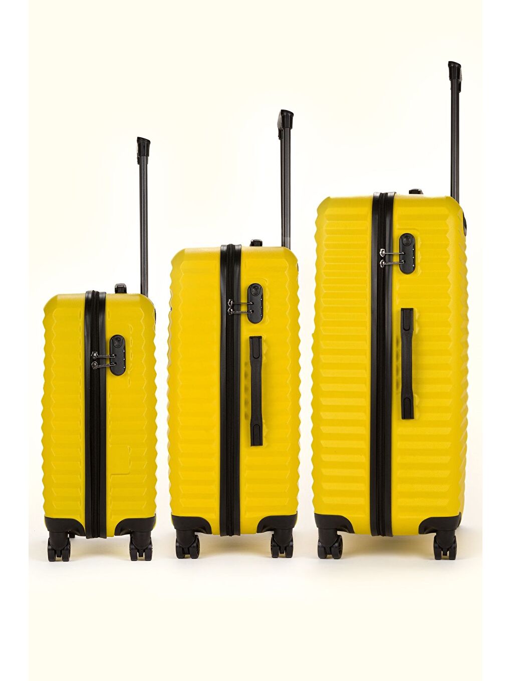 Sarı ABS Unisex Kabin, Orta, Büyük Boy 3'lü Valiz Seti FSL111-1