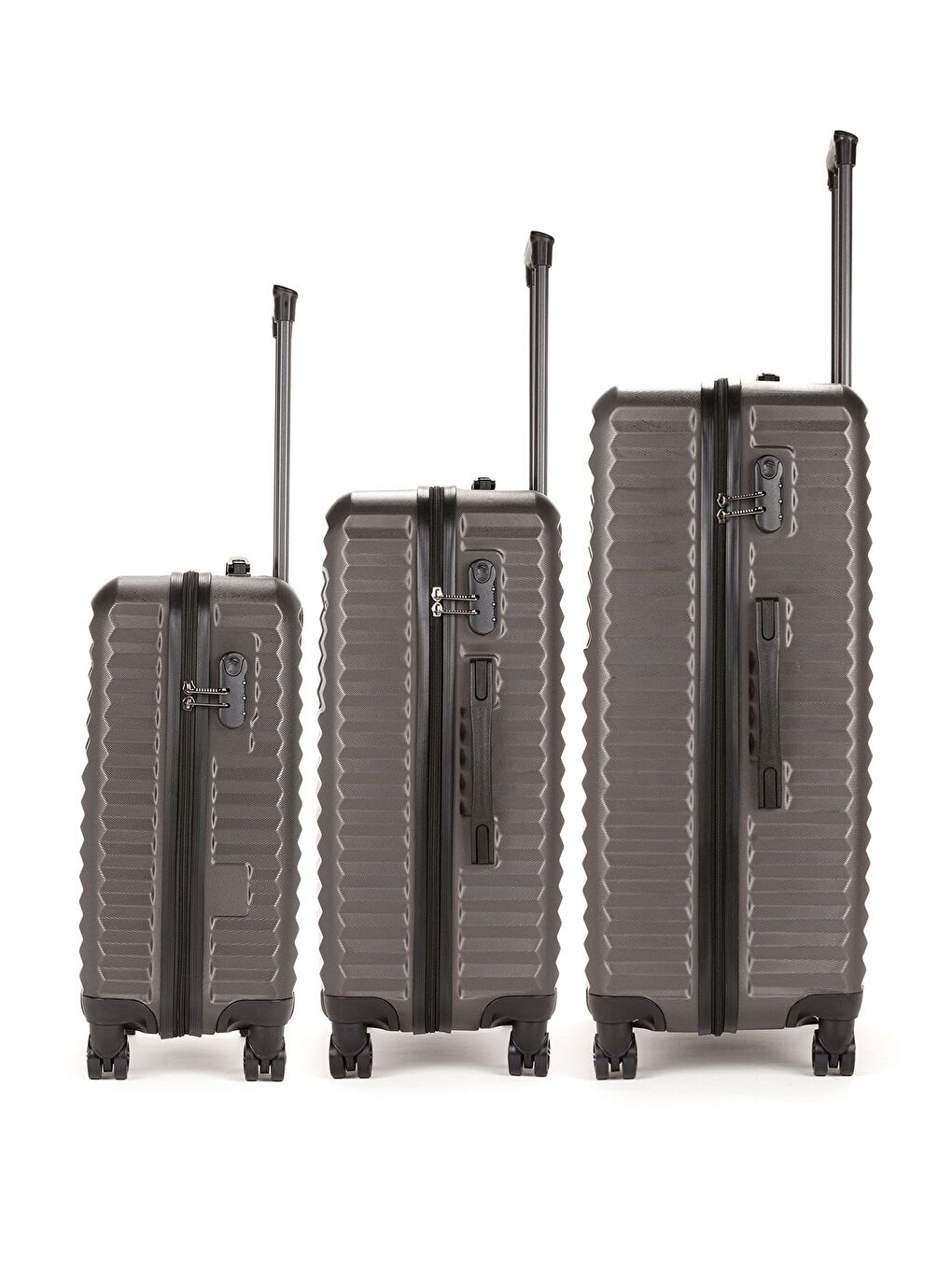 Antrasit ABS Unisex Kabin, Orta, Büyük Boy 3'lü Valiz Seti FSL111-1