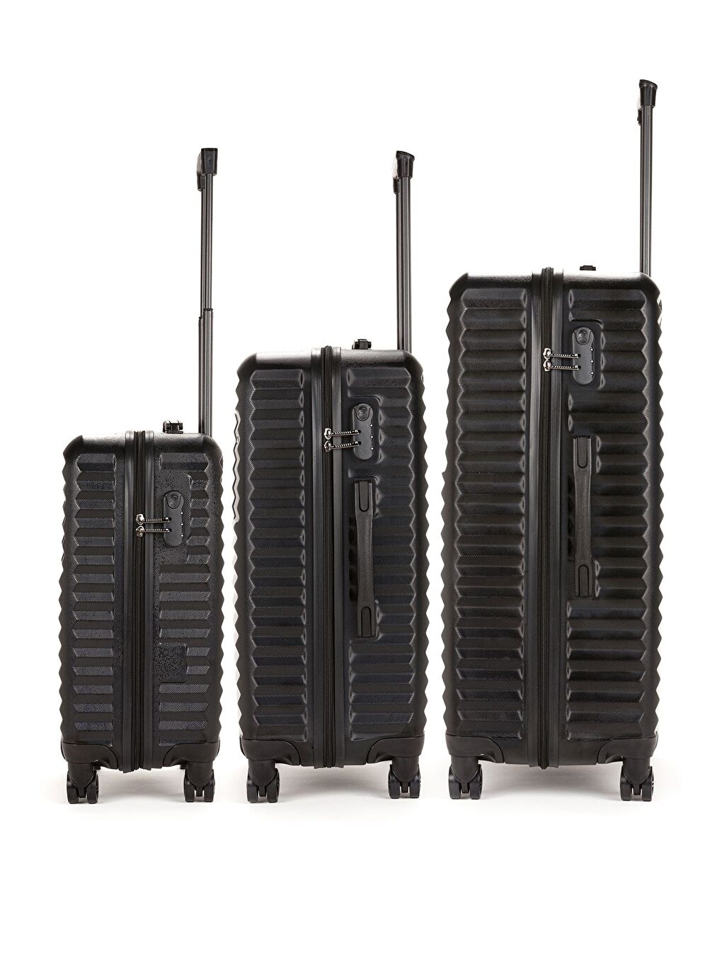 Siyah ABS Unisex Kabin, Orta, Büyük Boy 3'lü Valiz Seti FSL111-1