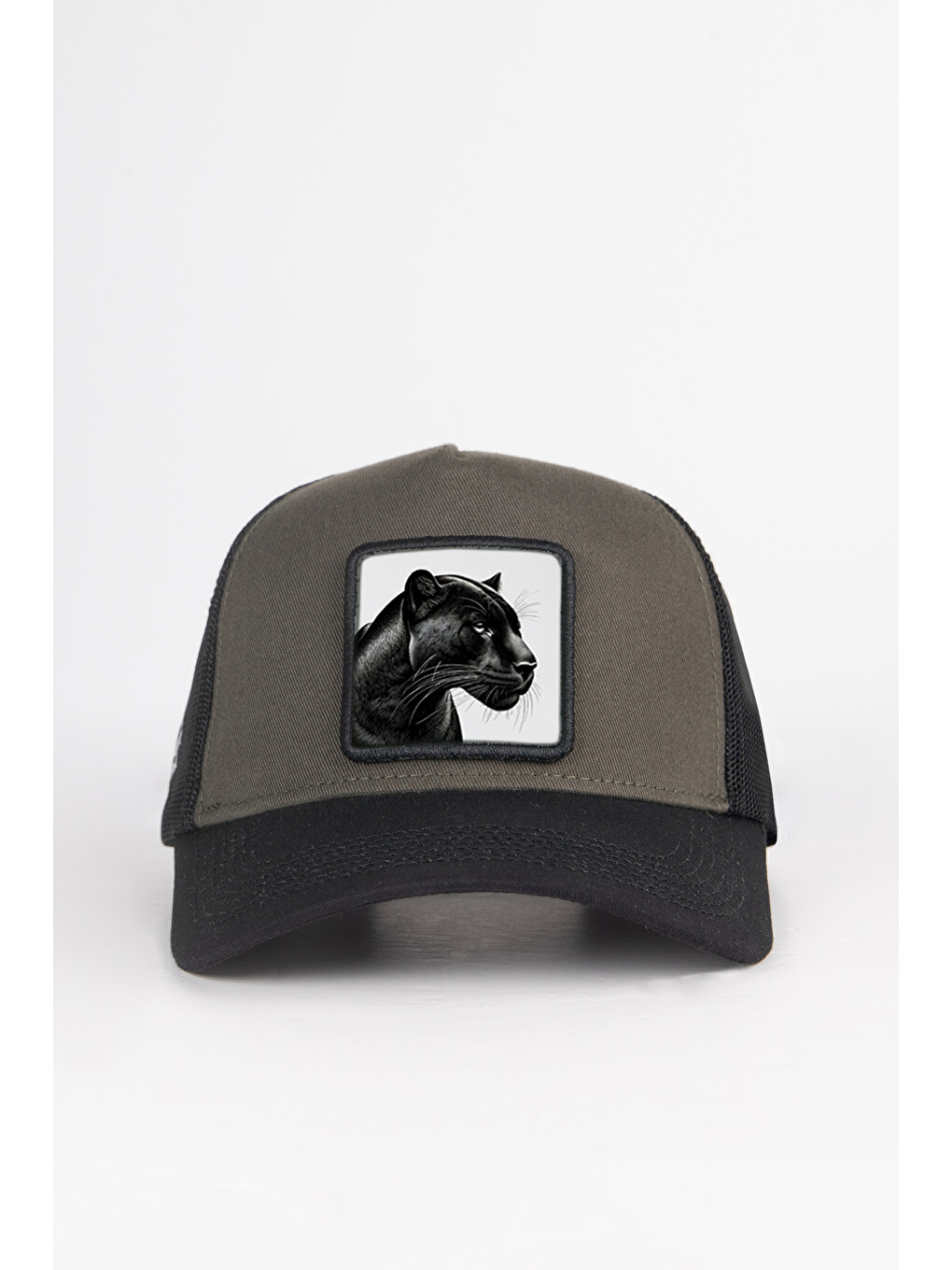 Panter Logolu Siyah-Haki Trucker Şapka-1