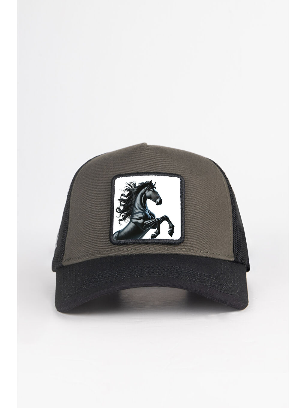 At Logolu Siyah-Haki Trucker Şapka-1