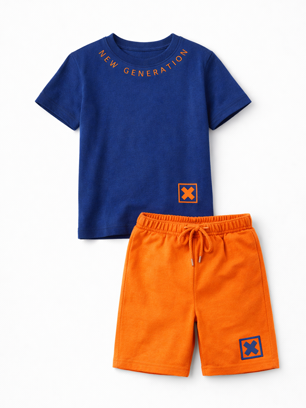 Turuncu New Erkek Çocuk Şort & T-shirt 2'li Takım-1