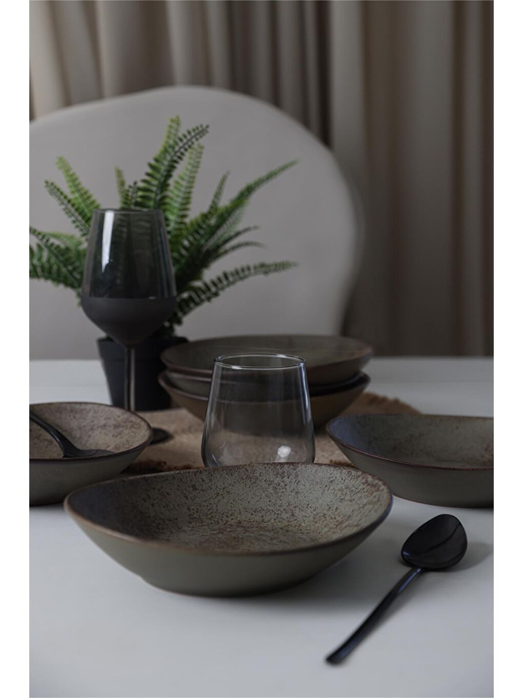 Kahverengi Mat Toprak Stella Yemek Tabağı 22 Cm 6 Adet