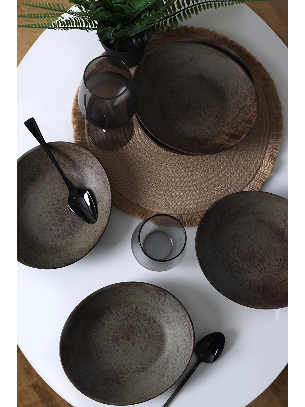 Kahverengi Mat Toprak Stella Yemek Tabağı 22 Cm 6 Adet-1