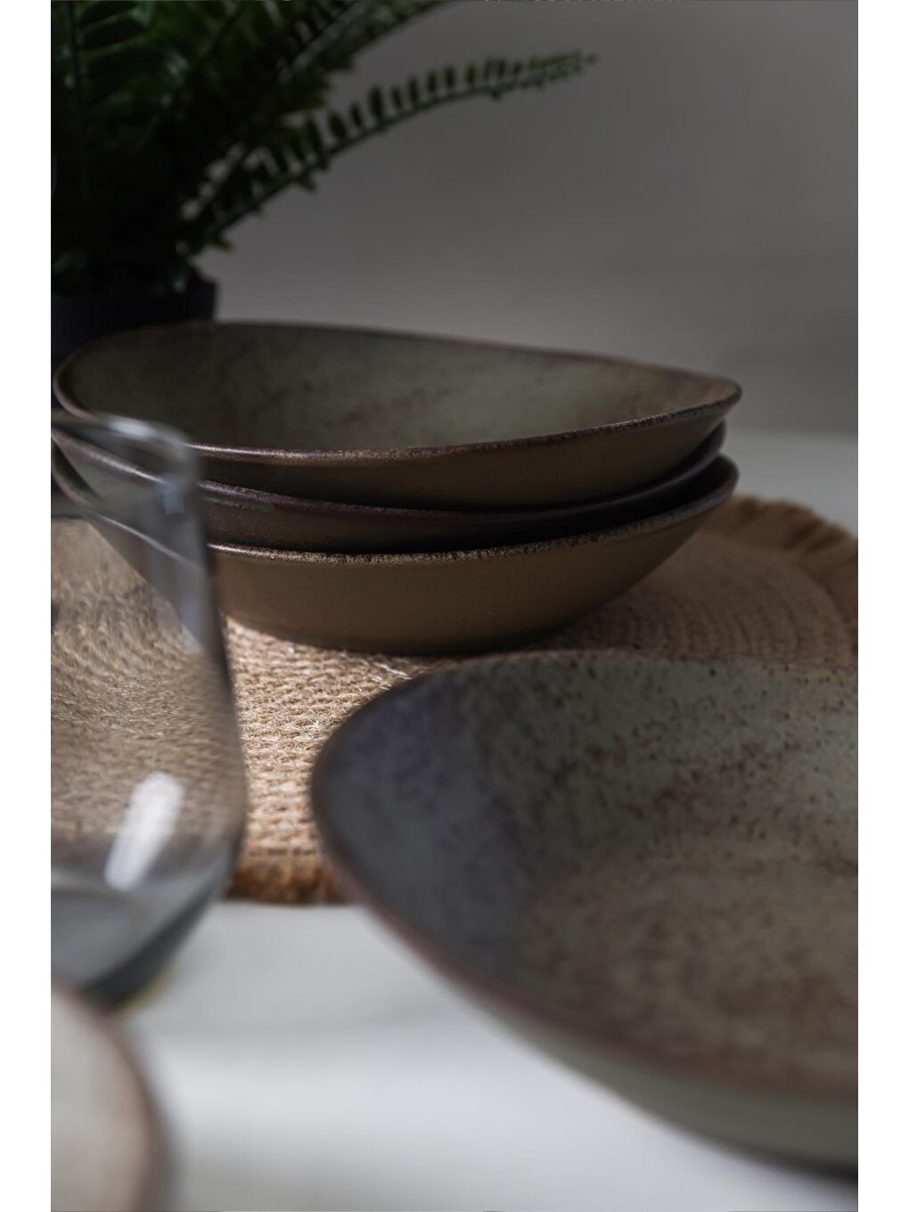 Kahverengi Mat Toprak Stella Yemek Tabağı 22 Cm 6 Adet-4